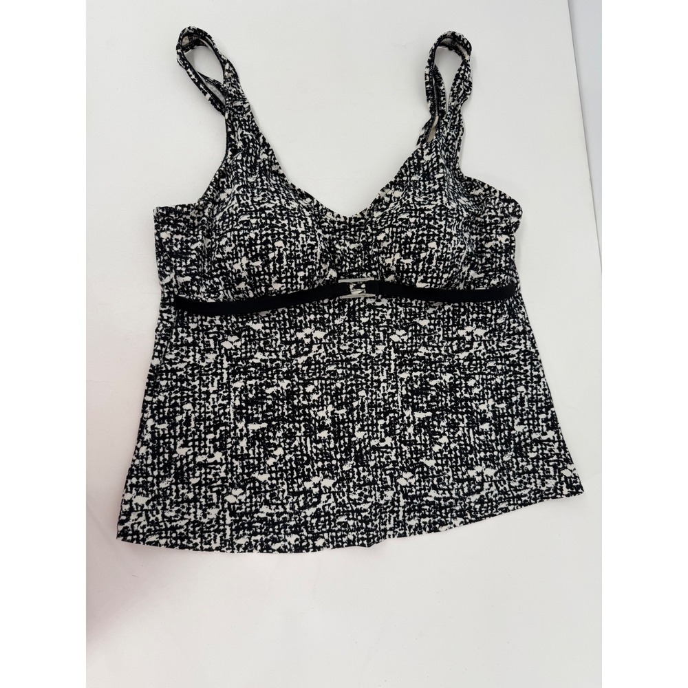 Maxine of Hollywood Womens Black White Geometric Tankini Swim Top Sz 14